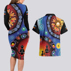 NAIDOC 2025 Our Voices Their Legacy Couples Matching Long Sleeve Bodycon Dress and Hawaiian Shirt