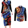 NAIDOC 2025 Our Voices Their Legacy Couples Matching Long Sleeve Bodycon Dress and Long Sleeve Button Shirt