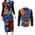 NAIDOC 2025 Our Voices Their Legacy Couples Matching Long Sleeve Bodycon Dress and Long Sleeve Button Shirt