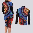 NAIDOC 2025 Our Voices Their Legacy Couples Matching Long Sleeve Bodycon Dress and Long Sleeve Button Shirt