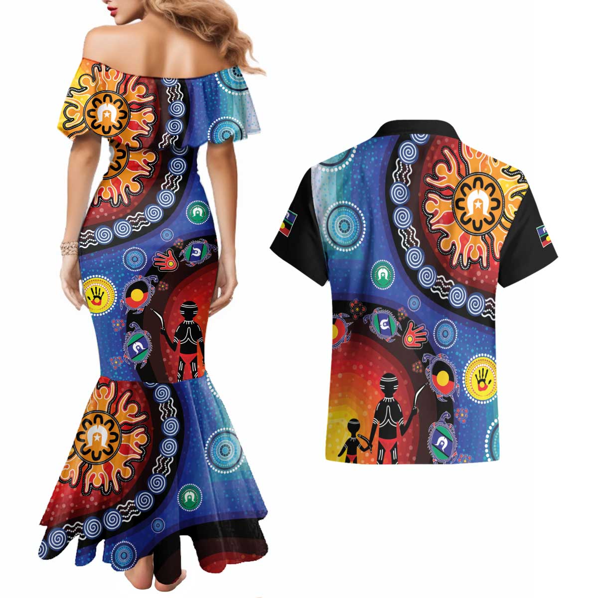 NAIDOC 2025 Our Voices Their Legacy Couples Matching Mermaid Dress and Hawaiian Shirt