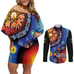 NAIDOC 2025 Our Voices Their Legacy Couples Matching Off Shoulder Short Dress and Long Sleeve Button Shirt