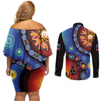 NAIDOC 2025 Our Voices Their Legacy Couples Matching Off Shoulder Short Dress and Long Sleeve Button Shirt
