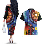 NAIDOC 2025 Our Voices Their Legacy Couples Matching Off The Shoulder Long Sleeve Dress and Hawaiian Shirt
