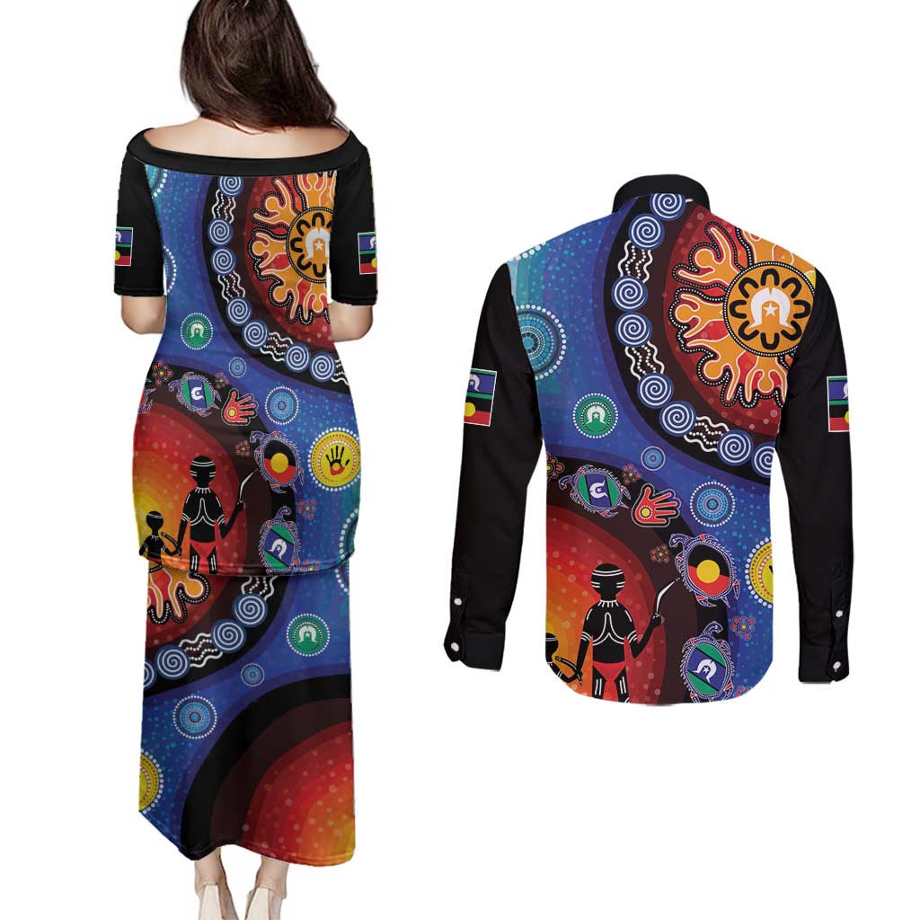 NAIDOC 2025 Our Voices Their Legacy Couples Matching Puletasi and Long Sleeve Button Shirt