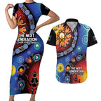 NAIDOC 2025 Our Voices Their Legacy Couples Matching Short Sleeve Bodycon Dress and Hawaiian Shirt