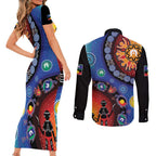 NAIDOC 2025 Our Voices Their Legacy Couples Matching Short Sleeve Bodycon Dress and Long Sleeve Button Shirt