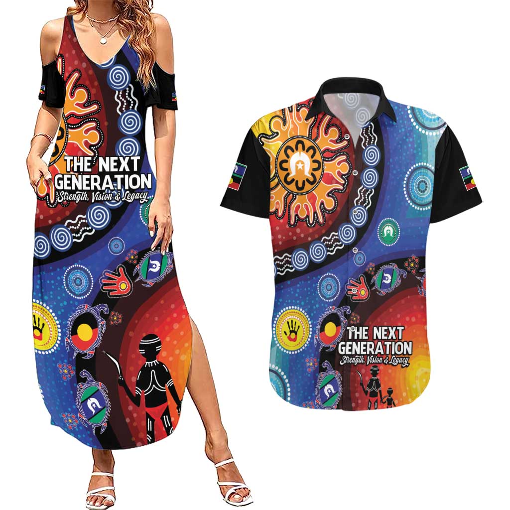 NAIDOC 2025 Our Voices Their Legacy Couples Matching Summer Maxi Dress and Hawaiian Shirt