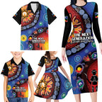 NAIDOC 2025 Our Voices Their Legacy Family Matching Long Sleeve Bodycon Dress and Hawaiian Shirt