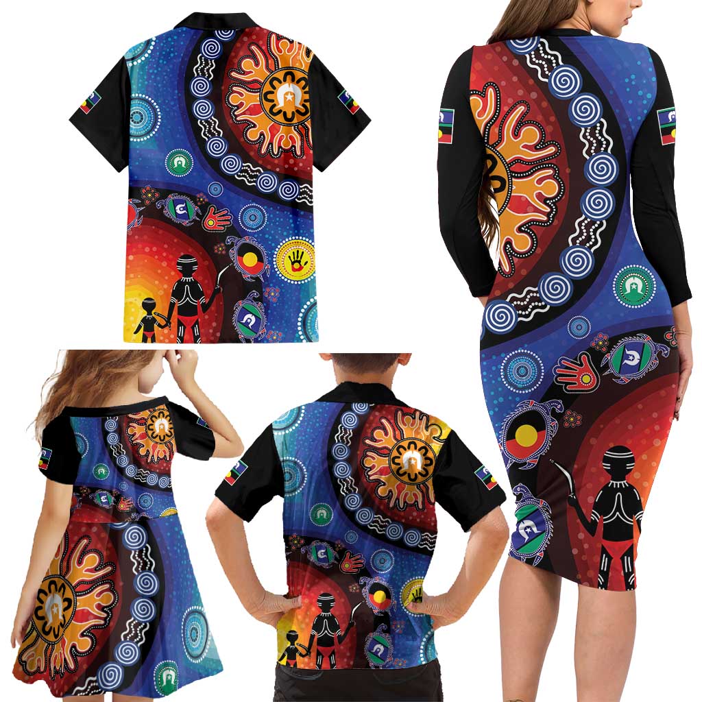 NAIDOC 2025 Our Voices Their Legacy Family Matching Long Sleeve Bodycon Dress and Hawaiian Shirt