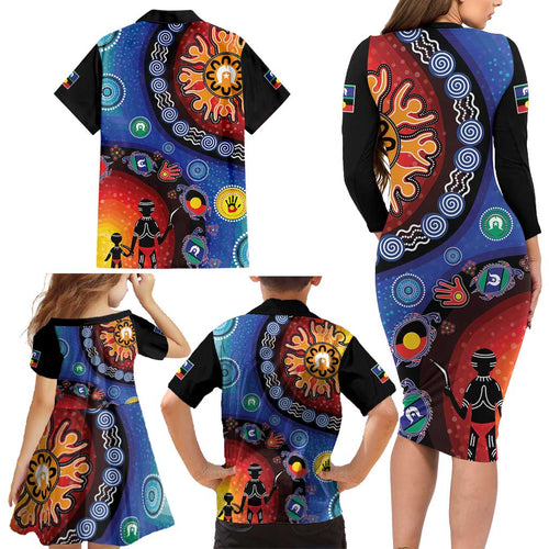 NAIDOC 2025 Our Voices Their Legacy Family Matching Long Sleeve Bodycon Dress and Hawaiian Shirt