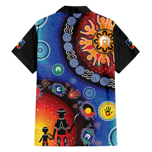 NAIDOC 2025 Our Voices Their Legacy Family Matching Off The Shoulder Long Sleeve Dress and Hawaiian Shirt