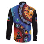NAIDOC 2025 Our Voices Their Legacy Family Matching Off The Shoulder Long Sleeve Dress and Hawaiian Shirt