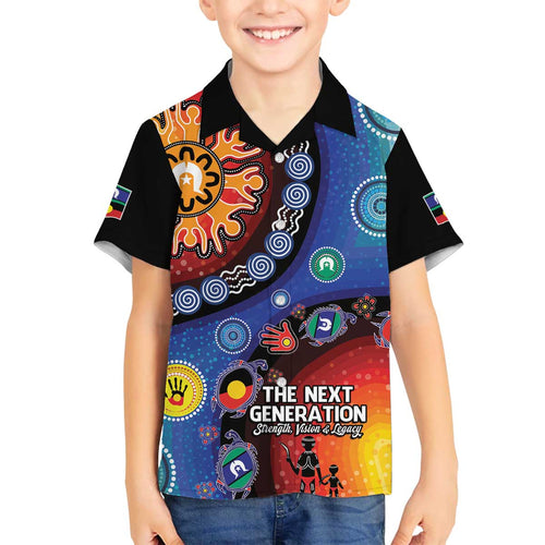NAIDOC 2025 Our Voices Their Legacy Family Matching Off The Shoulder Long Sleeve Dress and Hawaiian Shirt