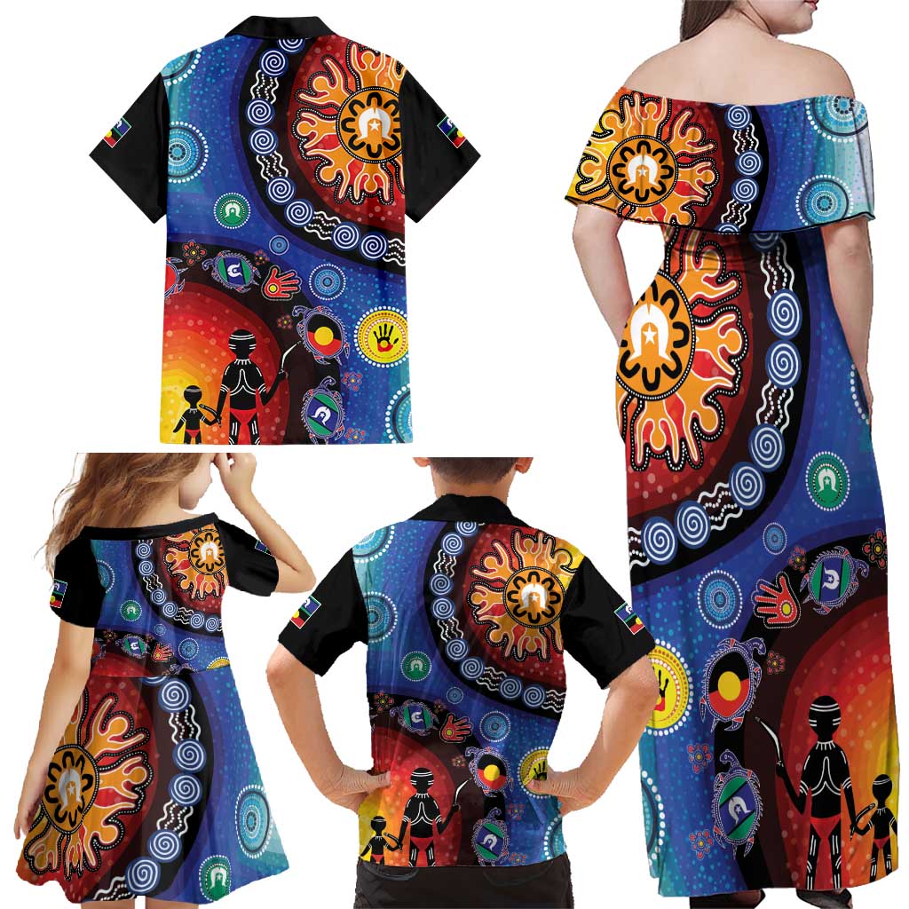 NAIDOC 2025 Our Voices Their Legacy Family Matching Off Shoulder Maxi Dress and Hawaiian Shirt