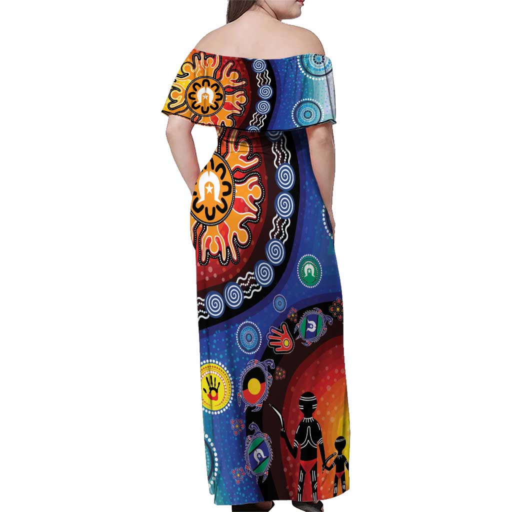 NAIDOC 2025 Our Voices Their Legacy Family Matching Off Shoulder Maxi Dress and Hawaiian Shirt