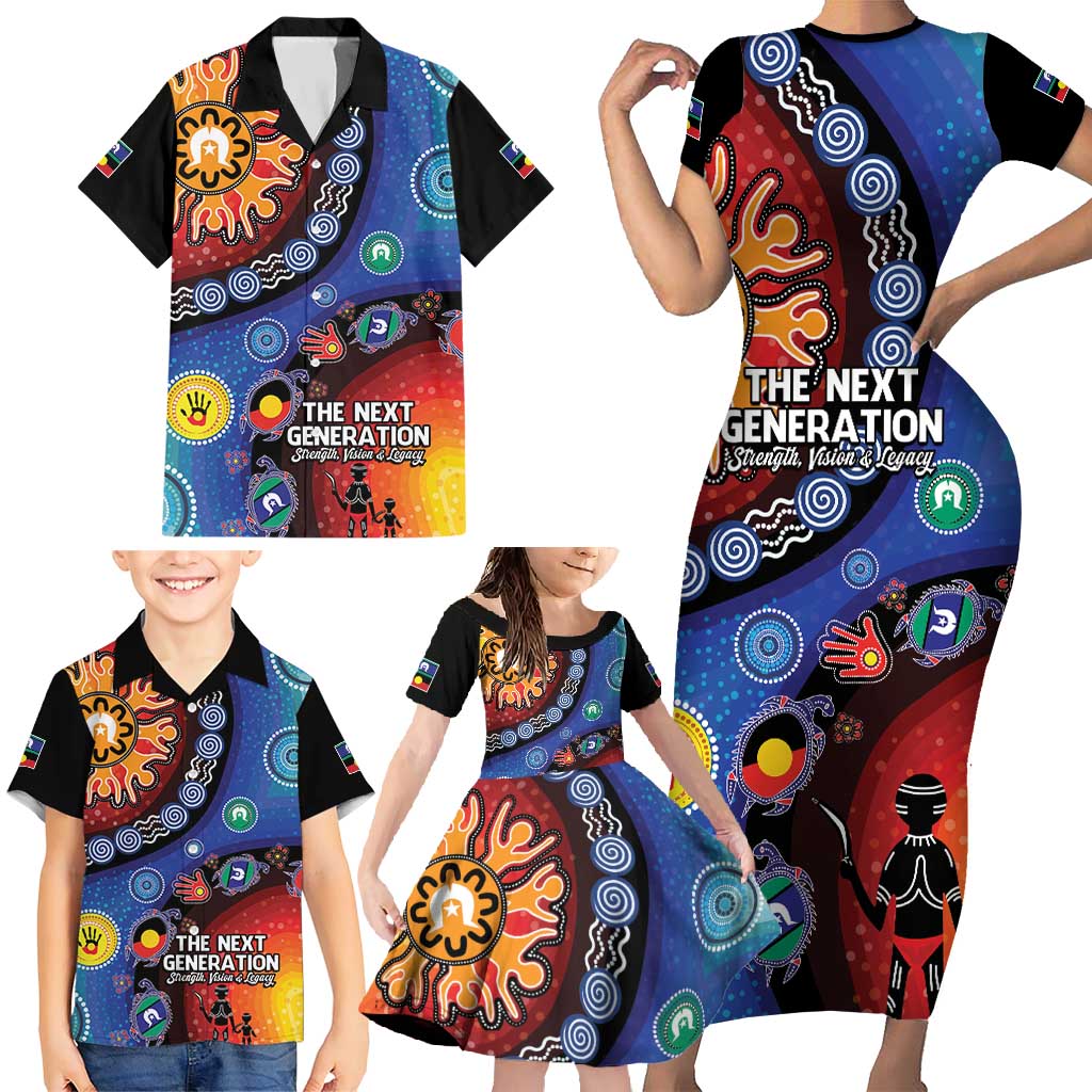 NAIDOC 2025 Our Voices Their Legacy Family Matching Short Sleeve Bodycon Dress and Hawaiian Shirt