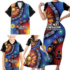NAIDOC 2025 Our Voices Their Legacy Family Matching Short Sleeve Bodycon Dress and Hawaiian Shirt
