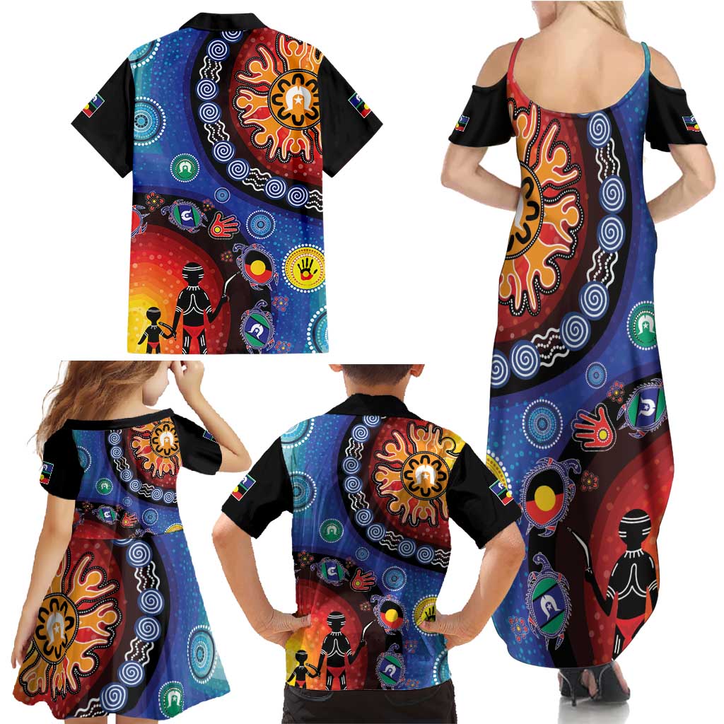 NAIDOC 2025 Our Voices Their Legacy Family Matching Summer Maxi Dress and Hawaiian Shirt
