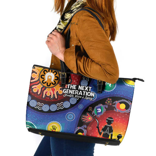 NAIDOC 2025 Our Voices Their Legacy Leather Tote Bag