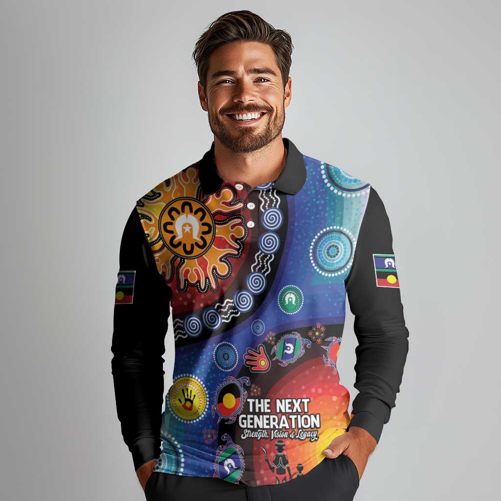 NAIDOC 2025 Our Voices Their Legacy Long Sleeve Polo Shirt