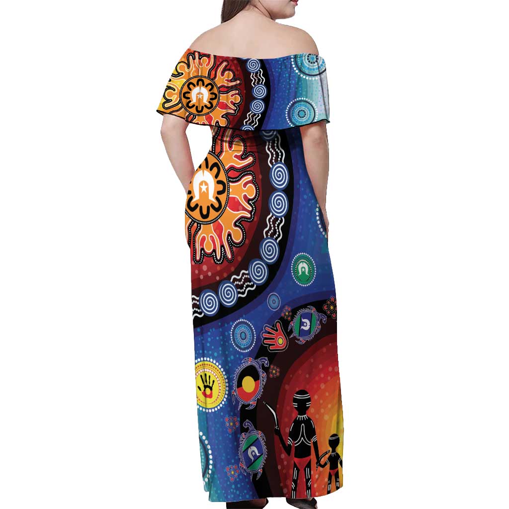NAIDOC 2025 Our Voices Their Legacy Off Shoulder Maxi Dress