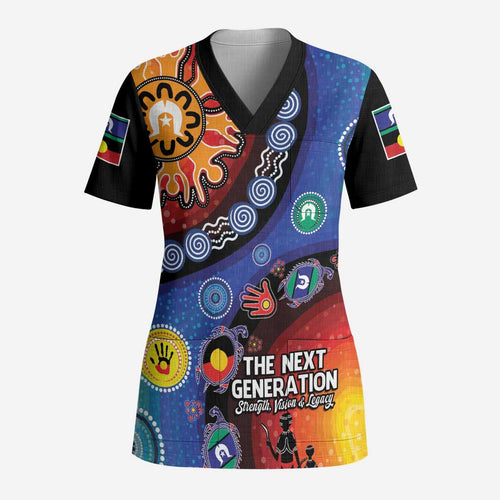 NAIDOC 2025 Our Voices Their Legacy Scrub Top - Aussie Hoodie