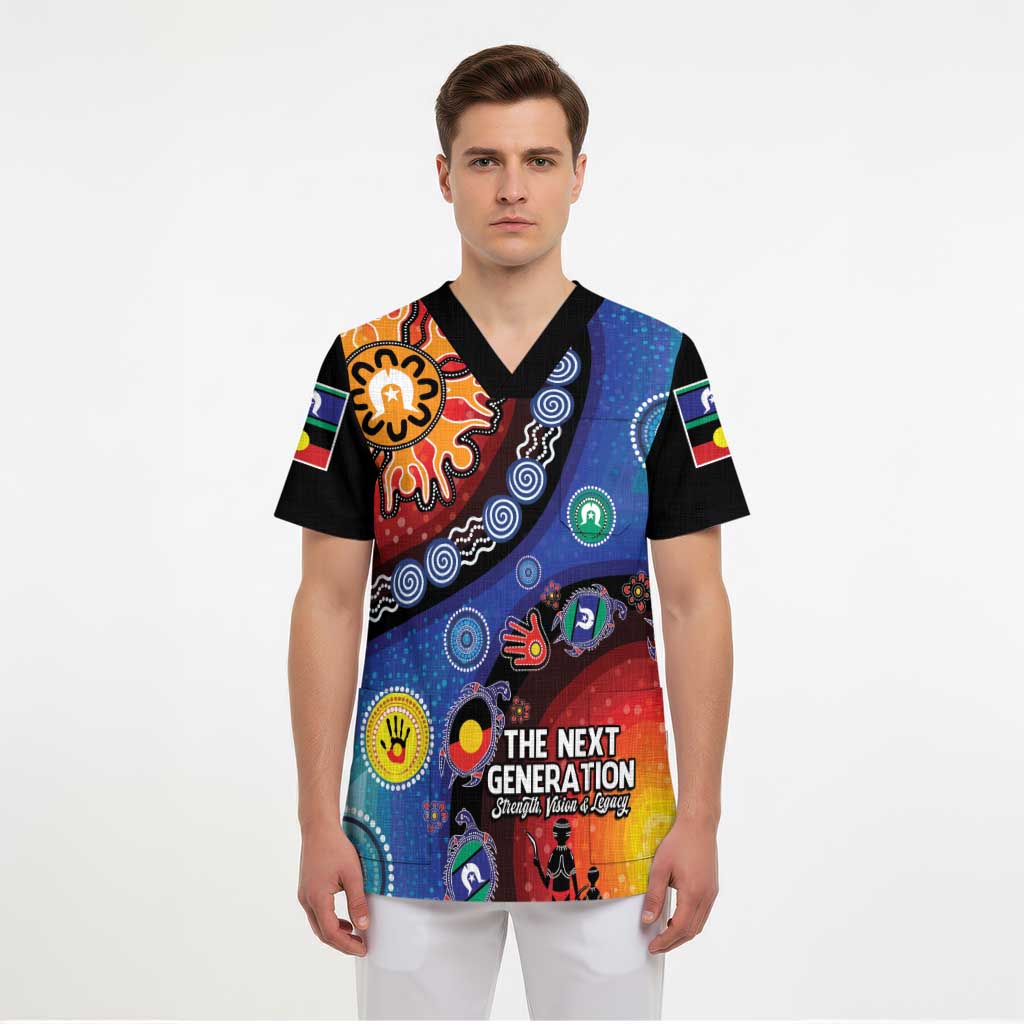 NAIDOC 2025 Our Voices Their Legacy Scrub Top - Aussie Hoodie