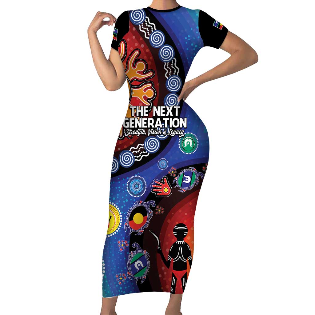 NAIDOC 2025 Our Voices Their Legacy Short Sleeve Bodycon Dress
