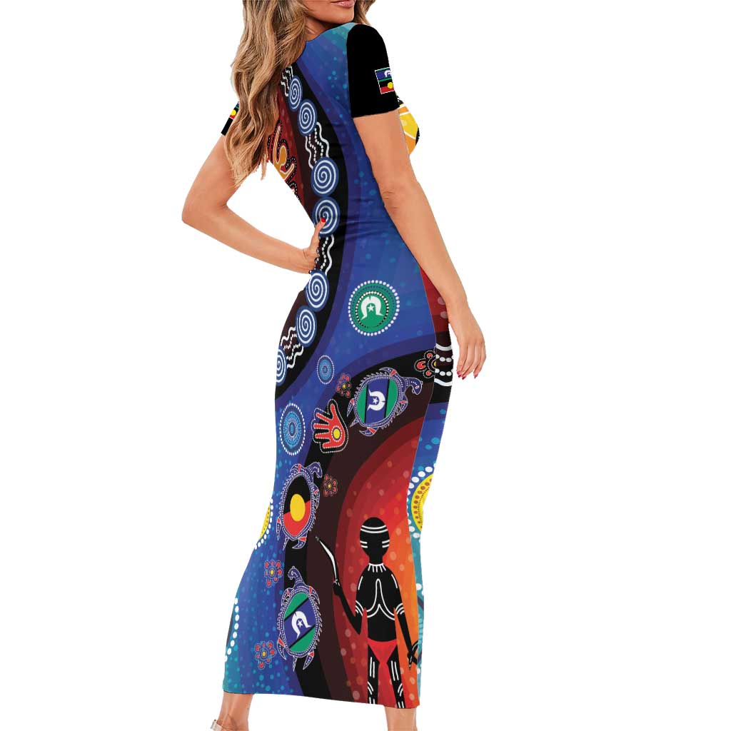 NAIDOC 2025 Our Voices Their Legacy Short Sleeve Bodycon Dress