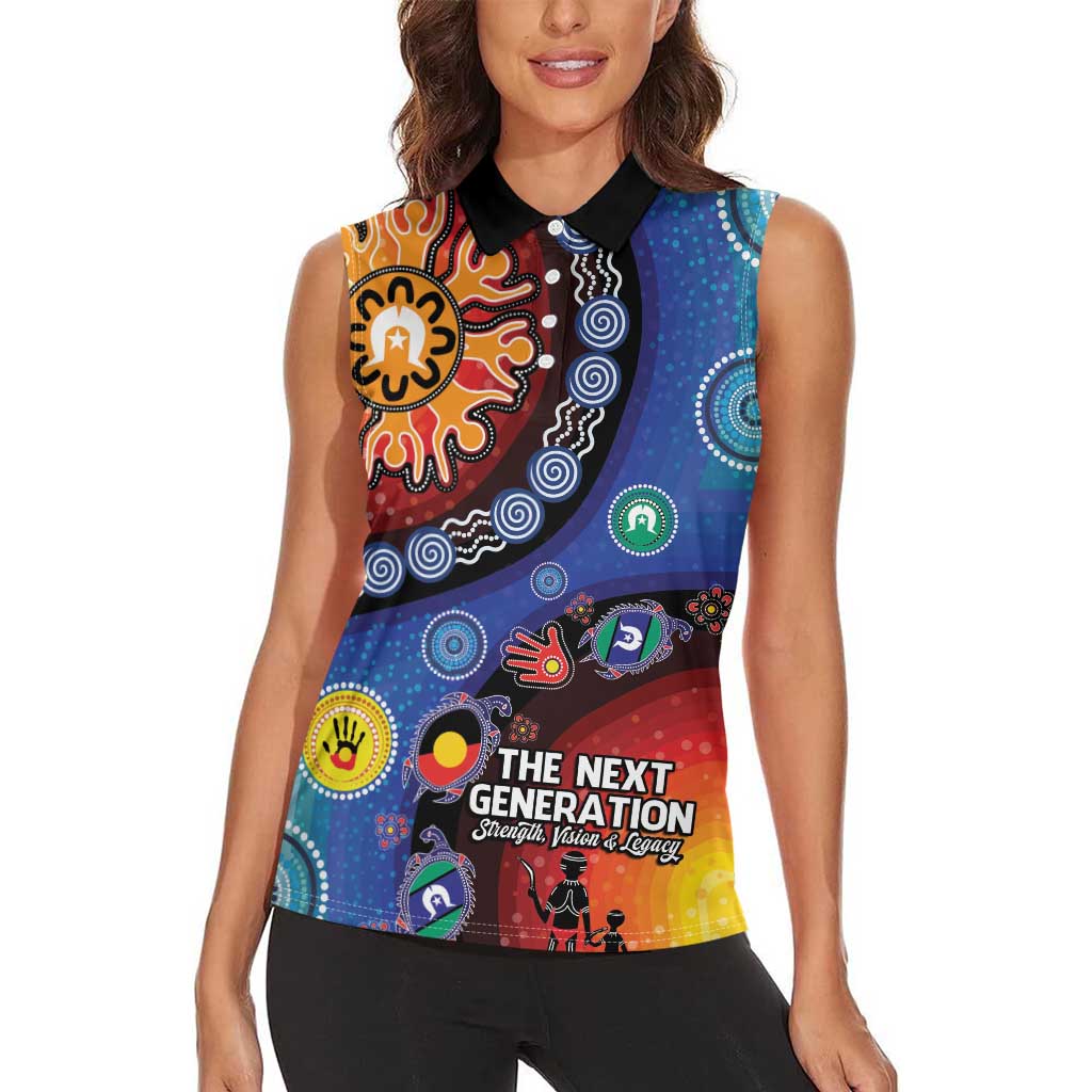 NAIDOC 2025 Our Voices Their Legacy Women Sleeveless Polo Shirt
