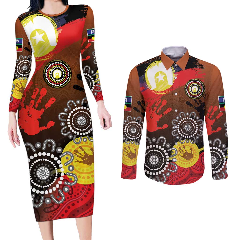 NAIDOC 2025 The Next Generation Couples Matching Long Sleeve Bodycon Dress and Long Sleeve Button Shirt Aboriginal-Islanders Inspired Story