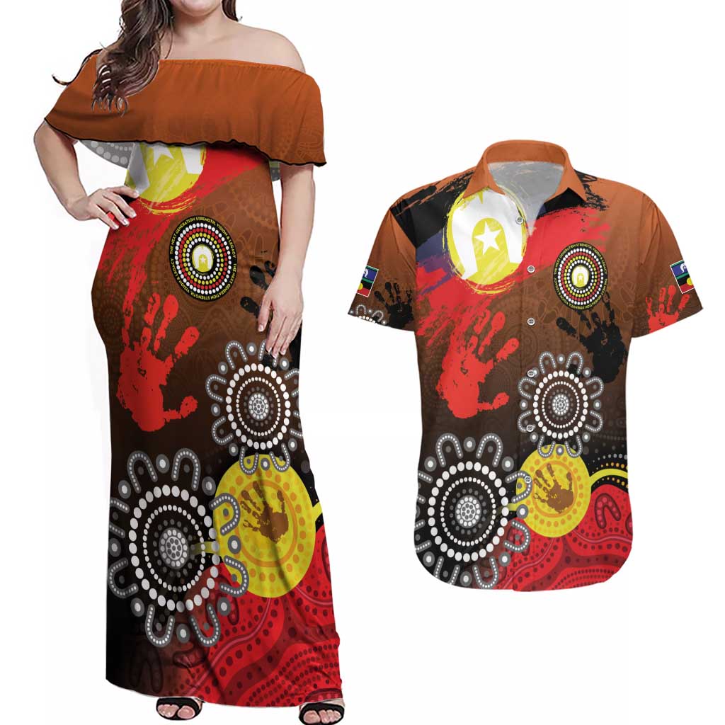 NAIDOC 2025 The Next Generation Couples Matching Off Shoulder Maxi Dress and Hawaiian Shirt Aboriginal-Islanders Inspired Story