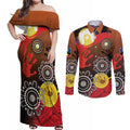 NAIDOC 2025 The Next Generation Couples Matching Off Shoulder Maxi Dress and Long Sleeve Button Shirt Aboriginal-Islanders Inspired Story