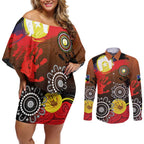 NAIDOC 2025 The Next Generation Couples Matching Off Shoulder Short Dress and Long Sleeve Button Shirt Aboriginal-Islanders Inspired Story