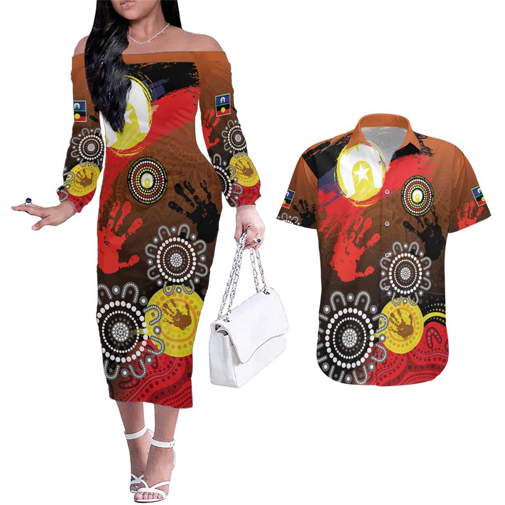 NAIDOC 2025 The Next Generation Couples Matching Off The Shoulder Long Sleeve Dress and Hawaiian Shirt Aboriginal-Islanders Inspired Story