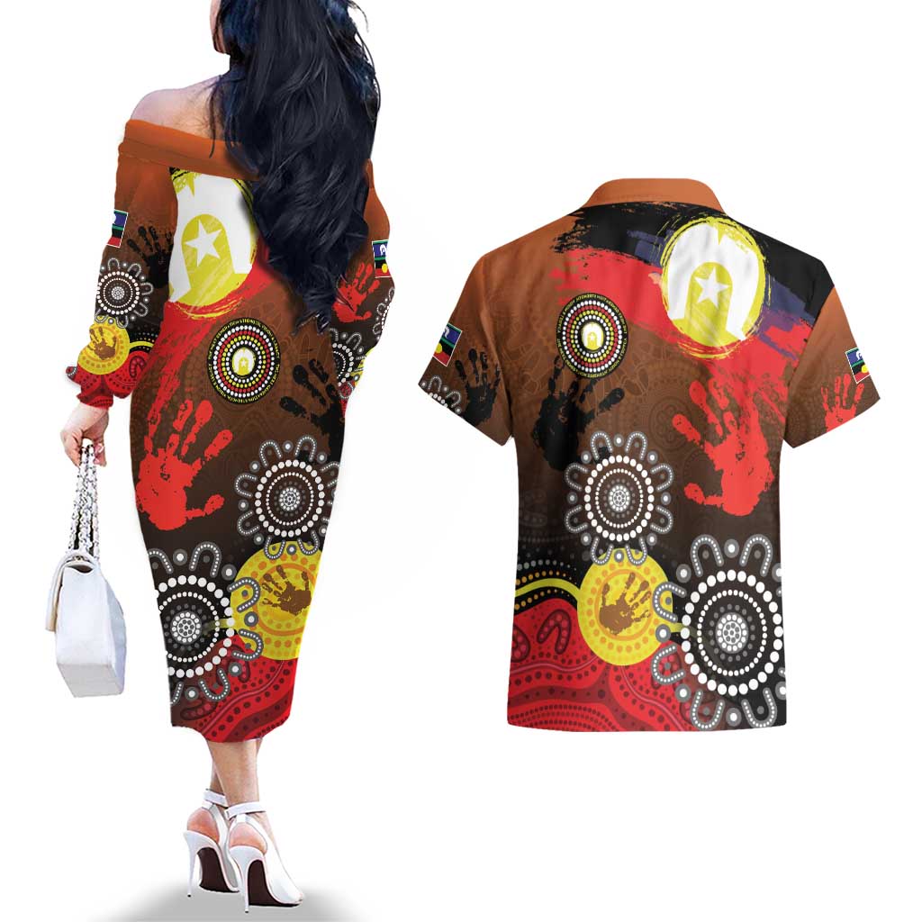 NAIDOC 2025 The Next Generation Couples Matching Off The Shoulder Long Sleeve Dress and Hawaiian Shirt Aboriginal-Islanders Inspired Story