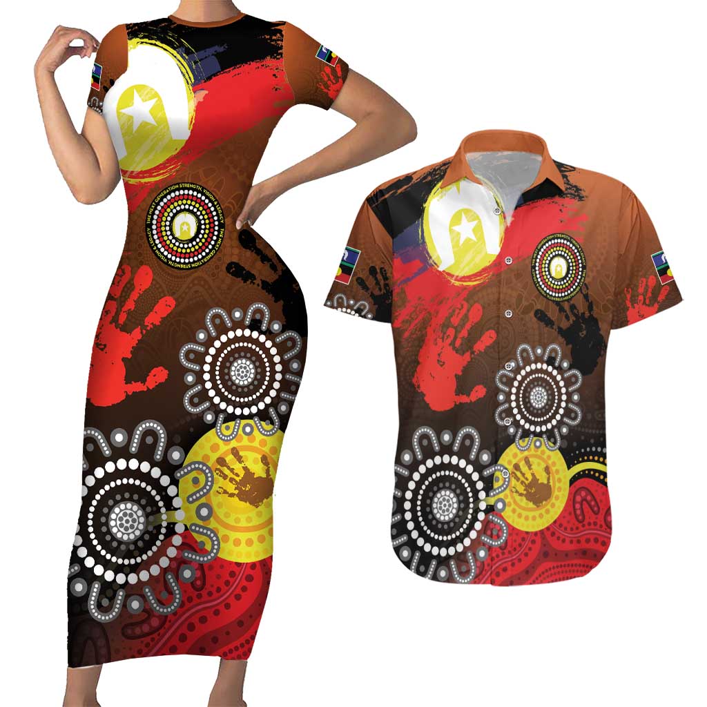 NAIDOC 2025 The Next Generation Couples Matching Short Sleeve Bodycon Dress and Hawaiian Shirt Aboriginal-Islanders Inspired Story