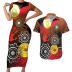 NAIDOC 2025 The Next Generation Couples Matching Short Sleeve Bodycon Dress and Hawaiian Shirt Aboriginal-Islanders Inspired Story