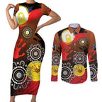 NAIDOC 2025 The Next Generation Couples Matching Short Sleeve Bodycon Dress and Long Sleeve Button Shirt Aboriginal-Islanders Inspired Story