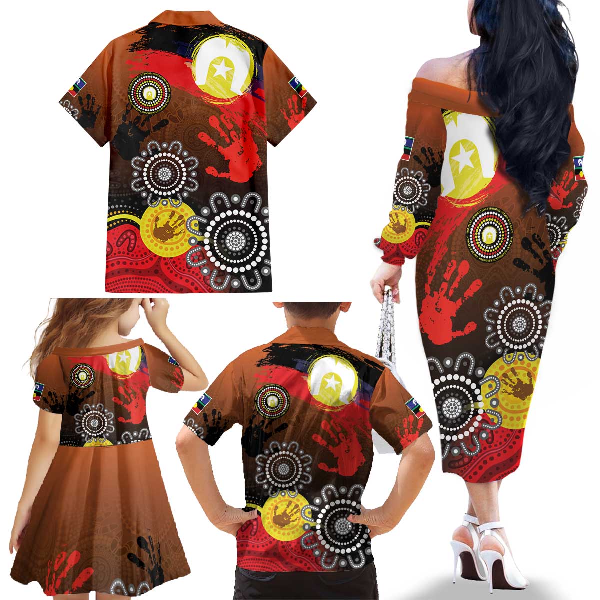 NAIDOC 2025 The Next Generation Family Matching Off The Shoulder Long Sleeve Dress and Hawaiian Shirt Aboriginal-Islanders Inspired Story