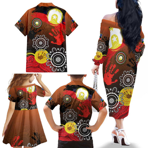 NAIDOC 2025 The Next Generation Family Matching Off The Shoulder Long Sleeve Dress and Hawaiian Shirt Aboriginal-Islanders Inspired Story