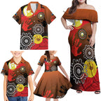 NAIDOC 2025 The Next Generation Family Matching Off Shoulder Maxi Dress and Hawaiian Shirt Aboriginal-Islanders Inspired Story