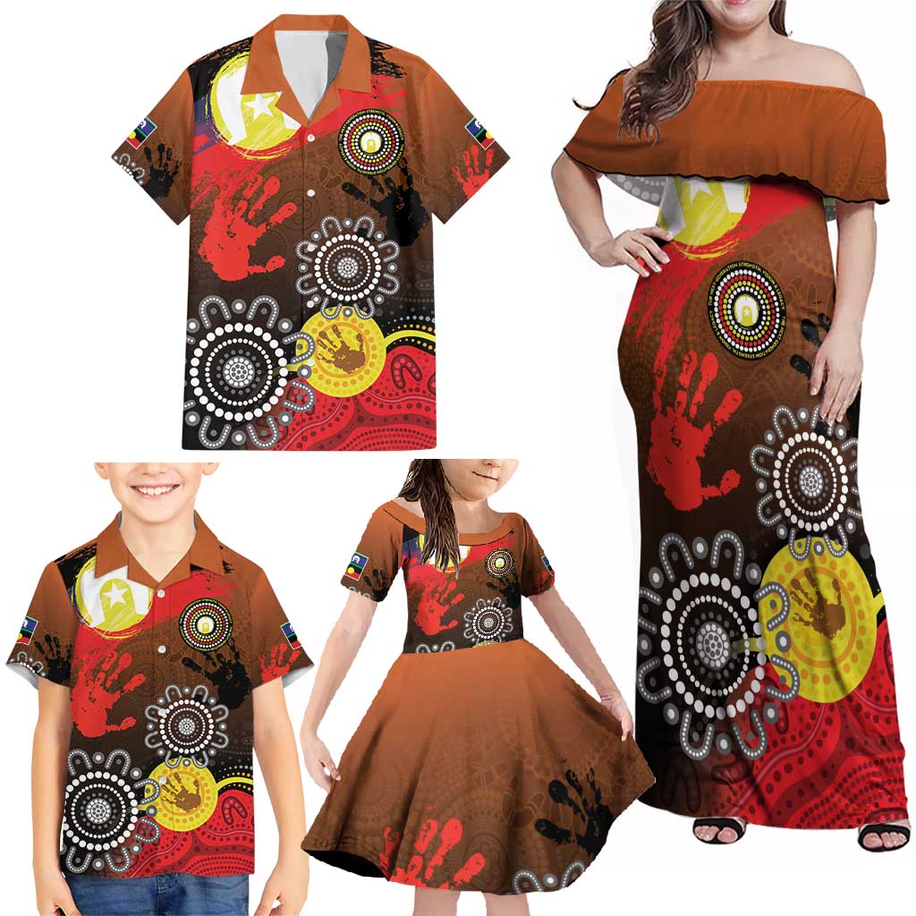 NAIDOC 2025 The Next Generation Family Matching Off Shoulder Maxi Dress and Hawaiian Shirt Aboriginal-Islanders Inspired Story