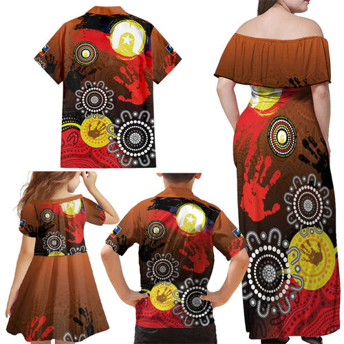 NAIDOC 2025 The Next Generation Family Matching Off Shoulder Maxi Dress and Hawaiian Shirt Aboriginal-Islanders Inspired Story