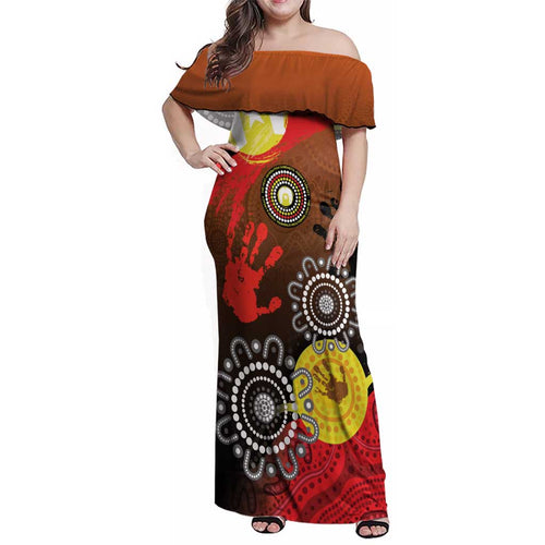 NAIDOC 2025 The Next Generation Family Matching Off Shoulder Maxi Dress and Hawaiian Shirt Aboriginal-Islanders Inspired Story
