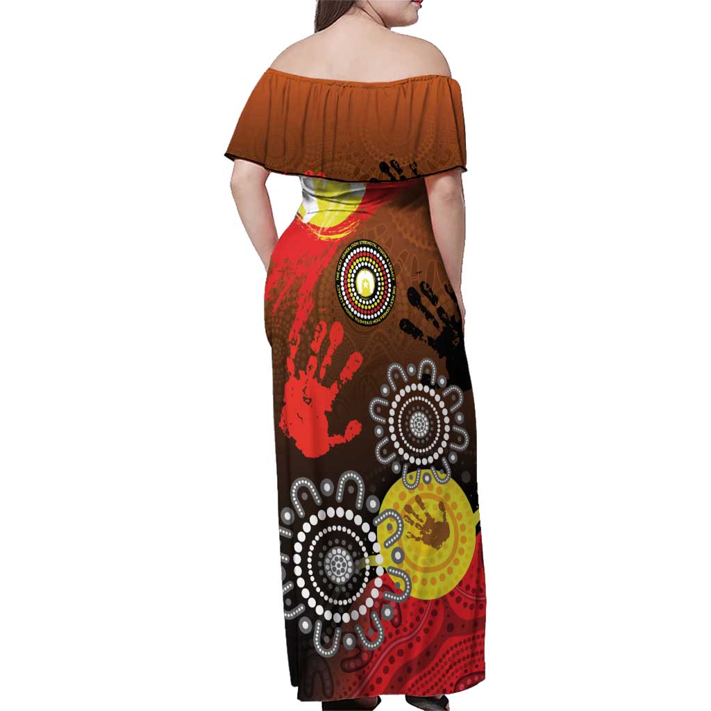 NAIDOC 2025 The Next Generation Family Matching Off Shoulder Maxi Dress and Hawaiian Shirt Aboriginal-Islanders Inspired Story