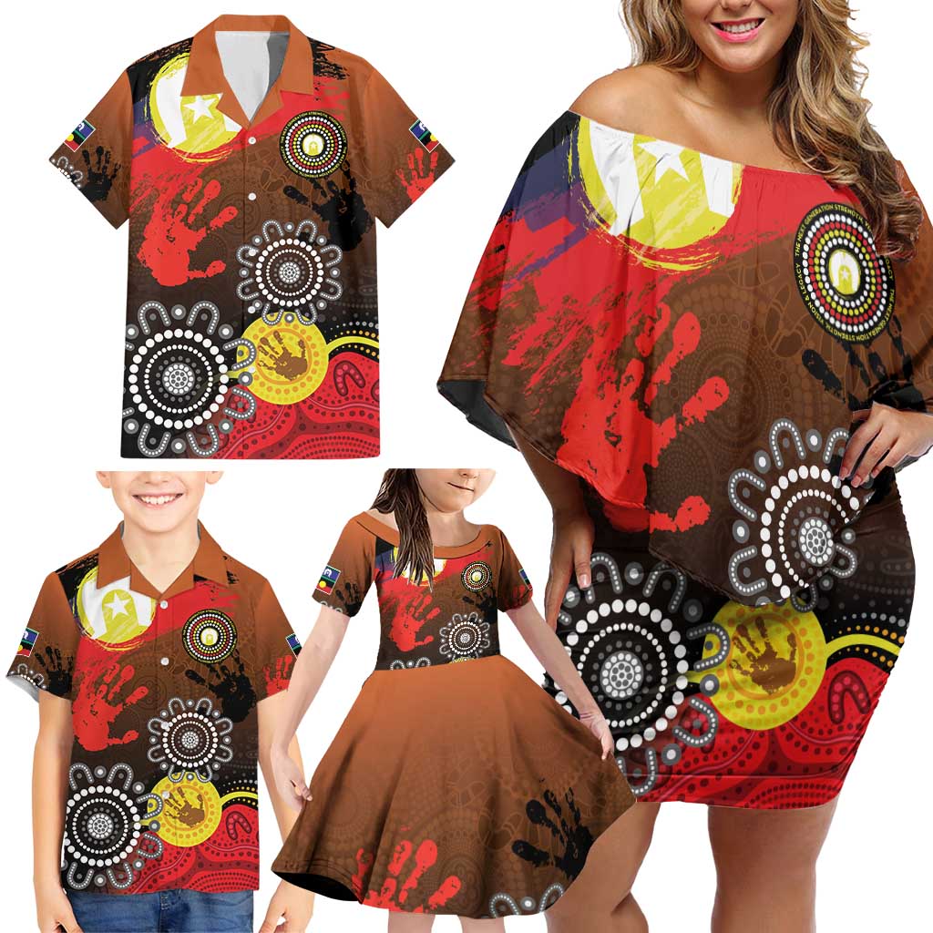 NAIDOC 2025 The Next Generation Family Matching Off Shoulder Short Dress and Hawaiian Shirt Aboriginal-Islanders Inspired Story