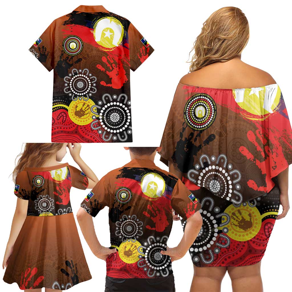 NAIDOC 2025 The Next Generation Family Matching Off Shoulder Short Dress and Hawaiian Shirt Aboriginal-Islanders Inspired Story