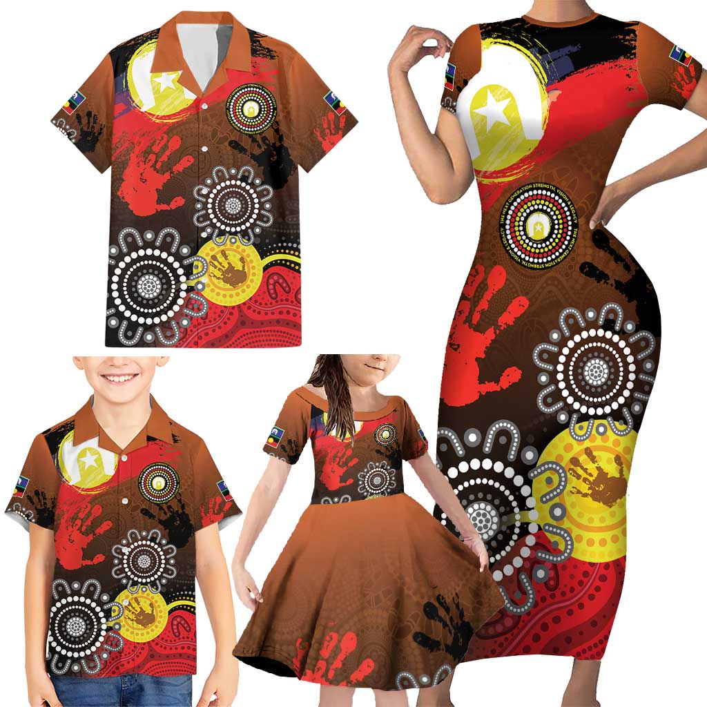 NAIDOC 2025 The Next Generation Family Matching Short Sleeve Bodycon Dress and Hawaiian Shirt Aboriginal-Islanders Inspired Story